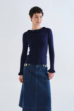 Load image into Gallery viewer, Compania Fantastica Navy Blue Knit Ruffle Jumper