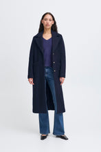 Load image into Gallery viewer, Ichi Ihspita Dark Navy Wool Mix Coat