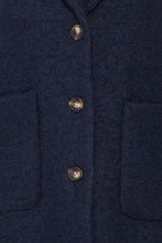 Load image into Gallery viewer, Ichi Ihspita Dark Navy Wool Mix Coat