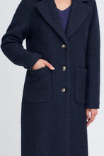 Load image into Gallery viewer, Ichi Ihspita Dark Navy Wool Mix Coat