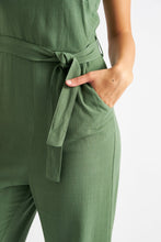 Load image into Gallery viewer, Dawson Linen Mix Strappy Jumpsuit Green