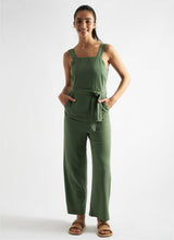 Load image into Gallery viewer, Dawson Linen Mix Strappy Jumpsuit Green
