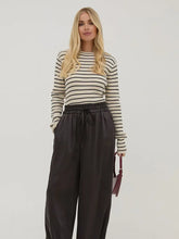 Load image into Gallery viewer, Fika Ebba Black Satin Elasticated Waist Trousers