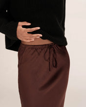 Load image into Gallery viewer, Grace And Mila Talmas Satin Skirt Chocolate
