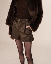 Load image into Gallery viewer, Grace And Mila Travis Faux Leather Shorts Chocolate