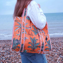 Load image into Gallery viewer, Jungle Print Reversible Quilted Cotton Bag