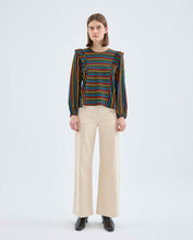 Load image into Gallery viewer, Ruffle Sleeves Striped Blouse