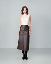 Load image into Gallery viewer, Nory Faux Leather Midi Skirt Chocolate