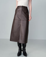 Load image into Gallery viewer, Nory Faux Leather Midi Skirt Chocolate