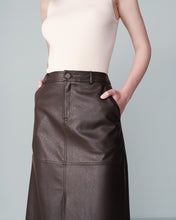 Load image into Gallery viewer, Nory Faux Leather Midi Skirt Chocolate