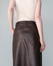 Load image into Gallery viewer, Nory Faux Leather Midi Skirt Chocolate
