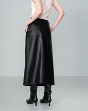 Load image into Gallery viewer, Nory Faux Leather Midi Skirt Black