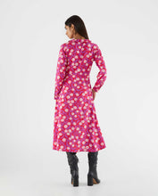 Load image into Gallery viewer, Abstract Print Pink Midi Shirt Dress