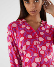 Load image into Gallery viewer, Abstract Print Pink Midi Shirt Dress