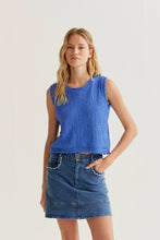 Load image into Gallery viewer, Compania Fantastica Chain-Stitched Knit Top Blue