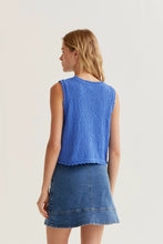 Load image into Gallery viewer, Compania Fantastica Chain-Stitched Knit Top Blue
