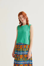 Load image into Gallery viewer, Compania Fantastica Green Chain-Stitched Knit Top