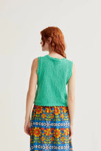 Load image into Gallery viewer, Compania Fantastica Green Chain-Stitched Knit Top