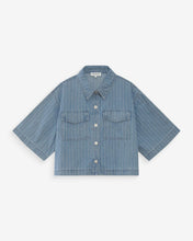 Load image into Gallery viewer, Grace And Mila Vita Cropped Shirt Denim Stripe Blue