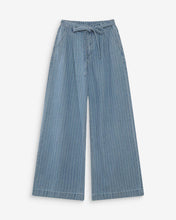 Load image into Gallery viewer, Grace And Mila Pompon Midrise Oversized Jeans Striped Blue
