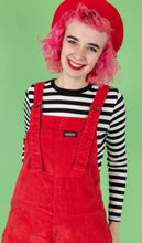 Load image into Gallery viewer, Run and Fly Red Stretch Corduroy Dungarees