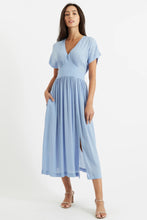 Load image into Gallery viewer, Unity Petite Dot V-Neck Midi Dress Blue