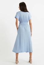 Load image into Gallery viewer, Unity Petite Dot V-Neck Midi Dress Blue