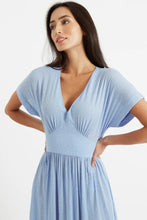 Load image into Gallery viewer, Unity Petite Dot V-Neck Midi Dress Blue