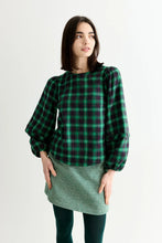 Load image into Gallery viewer, Louche Rivka Winter Check Blouse Green