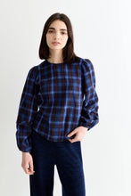 Load image into Gallery viewer, Louche Rivka Winter Check Blouse Blue