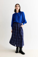 Load image into Gallery viewer, Louche Bia Winter Check Button Through Skirt – Blue