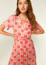 Load image into Gallery viewer, Geometric Floral Print Midi Shirt Dress