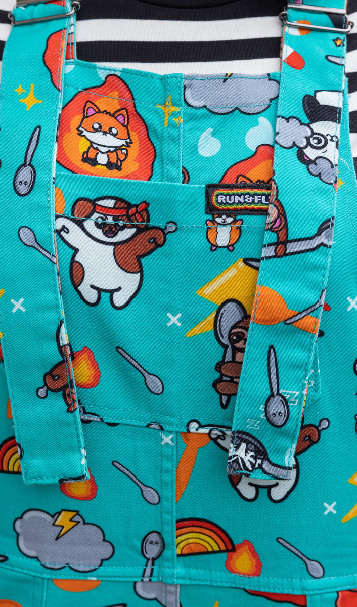 Salopette Imprimée Run And Fly - Motif Spoonies - Tissu Sergé Extensible Coton - Tailles 4XS à 4XL - Neuf Avec étiquettes