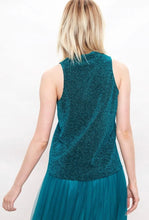 Load image into Gallery viewer, Louche Krista Turtle Neck Lurex Sleeveless Top Petrol