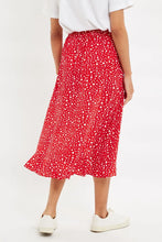 Load image into Gallery viewer, Louche Mara Spot It Red Ruffle Hem Wrap Midi Skirt