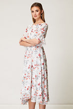 Load image into Gallery viewer, White Floral Midi Babydoll dress