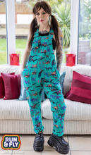 Load image into Gallery viewer, Run And Fly Jade Adventure Dino Stretch Twill Dungarees