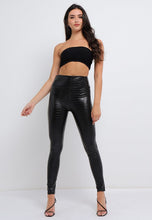 Load image into Gallery viewer, Textured Faux Leather PU High Waisted Leggings In Black