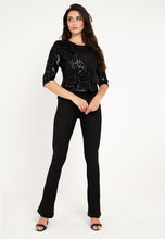 Load image into Gallery viewer, Embellished Sequin Quarter Sleeves Blazer In Black