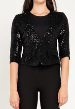 Load image into Gallery viewer, Embellished Sequin Quarter Sleeves Blazer In Black