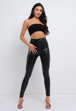 Load image into Gallery viewer, Textured Faux Leather PU High Waisted Leggings In Black