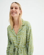 Load image into Gallery viewer, Compania Fantastica Green Wave Print Midi Shirt Dress