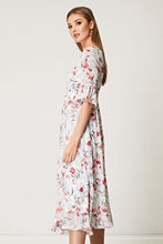 Load image into Gallery viewer, White Floral Midi Babydoll dress