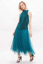 Load image into Gallery viewer, Louche Krista Turtle Neck Lurex Sleeveless Top Petrol