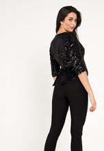 Load image into Gallery viewer, Embellished Sequin Quarter Sleeves Blazer In Black