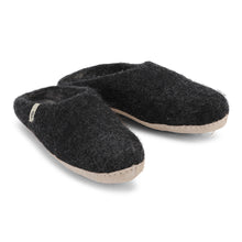 Load image into Gallery viewer, Egos Copenhagen Fair Trade Natural Wool Slippers Black