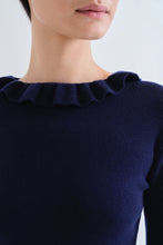 Load image into Gallery viewer, Compania Fantastica Navy Blue Knit Ruffle Jumper
