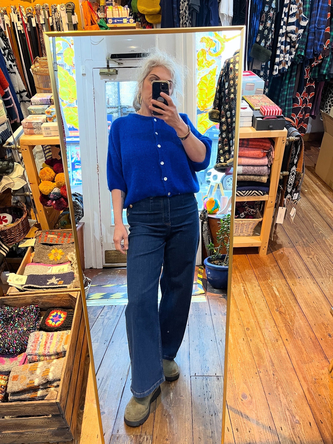 Mohair Blend Cardigan Electric Blue