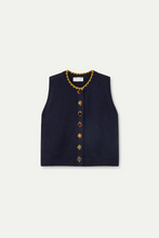 Load image into Gallery viewer, Compania Fantastica Navy Knit Vest With Multicoloured Velvet  Buttons
