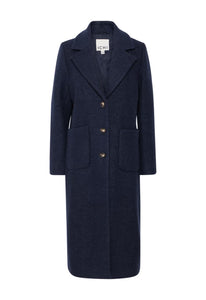 Ichi Ihspita Dark Navy Wool Mix Coat